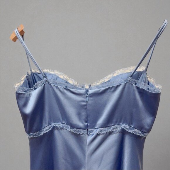 NWT ASTR Florianne Satin Maxi Dress Blue - Picture 6 of 10